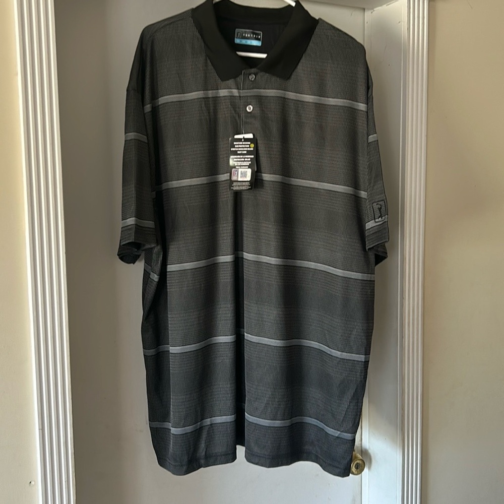 PGA golf shirt grey with stripes
